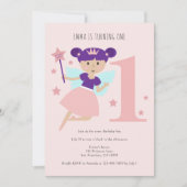 ガールズピンクフェアリーバレリーナ1st誕生日パーティー 招待状 (正面)