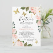 ガールズピンクフローラと金ゴールド蝶バプテスマ 招待状 (スタンド正面)