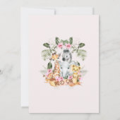 ガールズピンクフローラサファリワイルドワンベビーシャワー 招待状 (裏面)