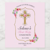 ガールズピンクフローラファースト聖餐式 ワインラベル (シングルラベル)