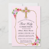 ガールズピンクフローラファースト聖餐式 招待状 (正面)