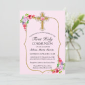 ガールズピンクフローラファースト聖餐式 招待状 (スタンド正面)