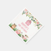 ガールズピンクフローラファームバースデーパーティナプキン スタンダードカクテルナプキン (角)