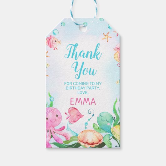 ガールズピンクブルーアンダーザシー誕生日 ギフトタグ (正面)