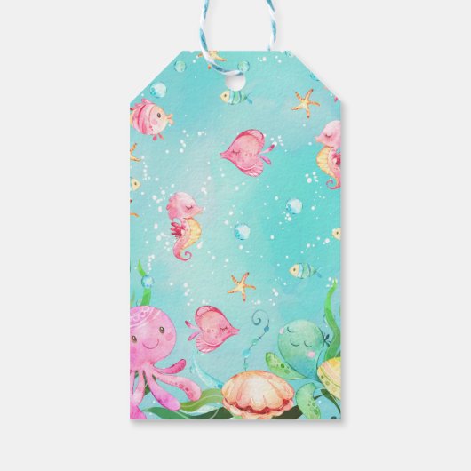 ガールズピンクブルーアンダーザシー誕生日 ギフトタグ (裏面)