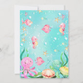 ガールズピンクブルーアンダーザシー誕生日 招待状 (裏面)