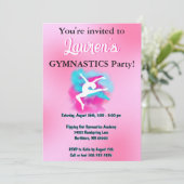 ガールズピンクブルー体操バースデーパーティー招待状 招待状 (スタンド正面)