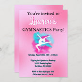 ガールズピンクブルー体操バースデーパーティー招待状 招待状 (正面/裏面)