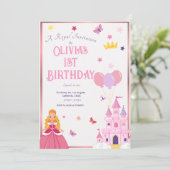 ガールズピンクプリンセスカスタム誕生日招待状 招待状 (スタンド正面)