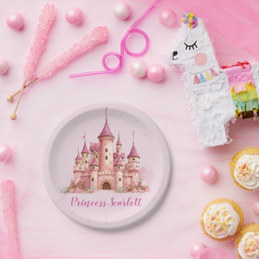 ガールズピンクプリンセス誕生日 パーソナライズされた ペーパープレート (パーティー)