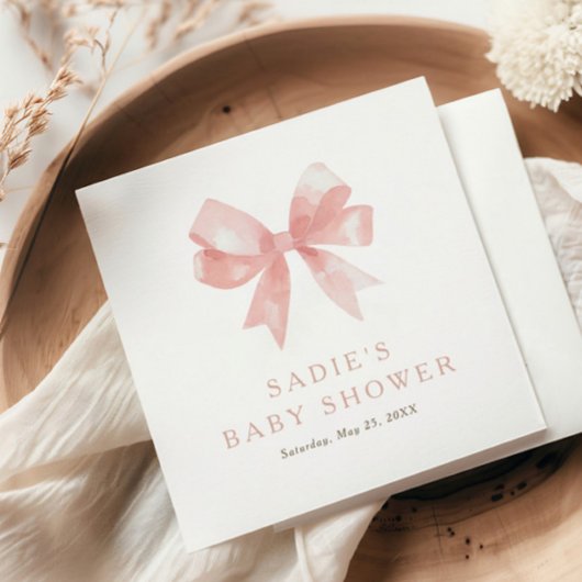 ガールズピンクボウコケットベビーシャワー スタンダードカクテルナプキン