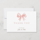 ガールズピンクボウコケフェミニンットベビーシャワー サンキューカード (正面)