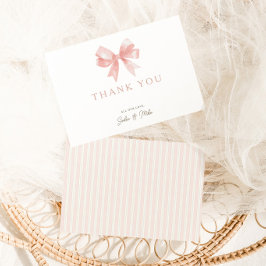 ガールズピンクボウコケフェミニンットベビーシャワー サンキューカード