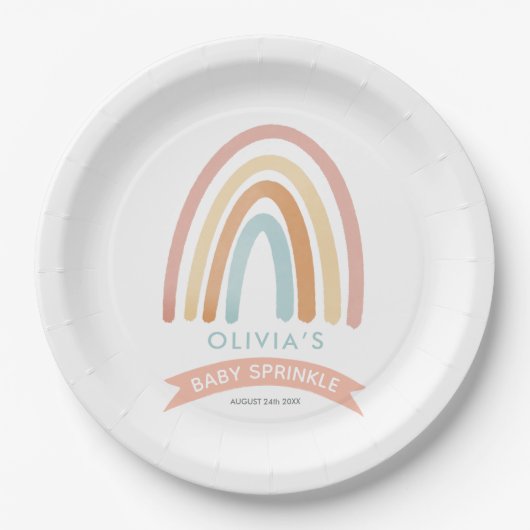 ガールズピンクボホレインボーキュートベビー散布 ペーパープレート (正面)