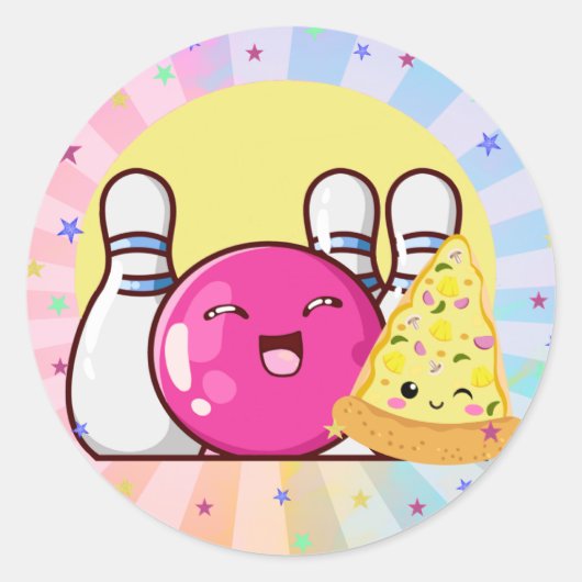 ガールズピンクボーリングパーティー絞り染めシール ラウンドシール (正面)