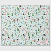 ガールズピンクマジカルカワイアアンダーザシー誕生日 ラッピングペーパー (フラット)