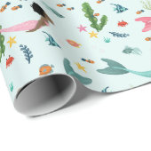 ガールズピンクマジカルカワイアアンダーザシー誕生日 ラッピングペーパー (ロールコーナー)