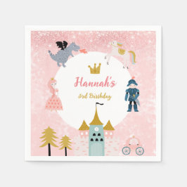 ガールズピンクマジカルプリンセス城誕生日 スタンダードカクテルナプキン