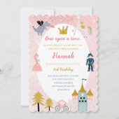 ガールズピンクマジカルプリンセス城誕生日 招待状 (正面)