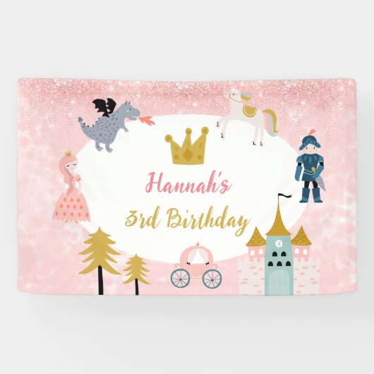 ガールズピンクマジカルプリンセス城誕生日 横断幕 (横)