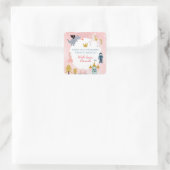 ガールズピンクマジカルプリンセス誕生日サンキュー スクエアシール (バッグ)