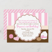 ガールズピンクミルククッキーバースデーパーティ招待状 招待状 (正面/裏面)