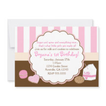 ガールズピンクミルククッキーバースデーパーティ招待状