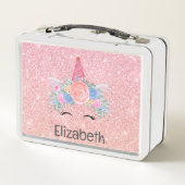 ガールズピンクユニコーンスパークルキッズ新学期 メタルランチボックス (裏面)