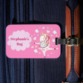 ガールズピンクユニコーンバレリーナキッズトラベル ラゲッジタグ