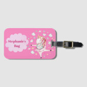 ガールズピンクユニコーンバレリーナキッズトラベル ラゲッジタグ (正面横)
