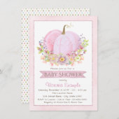 ガールズピンクリトルカボチャベビーシャワー招待状 招待状 (正面/裏面)