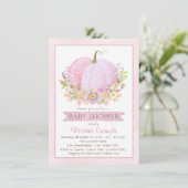 ガールズピンクリトルカボチャベビーシャワー招待状 招待状 (スタンド正面)