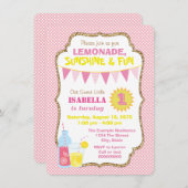 ガールズピンクレモネードバースデーパーティー 招待状 (正面/裏面)