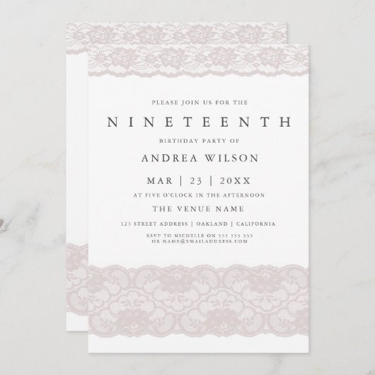 ガールズピンクレース19thバースデーパーティー招待状 招待状 (正面/裏面)