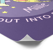 ガールズピンクロケット船宇宙と名前キッズ ポスター (角)