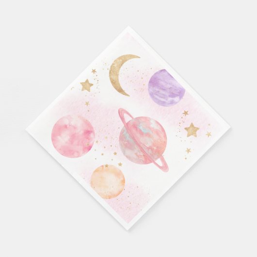 ガールズピンク宇宙パーティーナプキンス スタンダードランチョンナプキン (角)