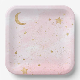 ガールズピンク宇宙パーティープレート ペーパープレート