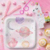 ガールズピンク宇宙パーティープレート ペーパープレート (パーティー)