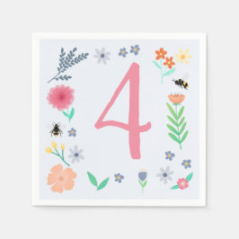 ガールズピンク春フローラビー子供の誕生日 スタンダードカクテルナプキン