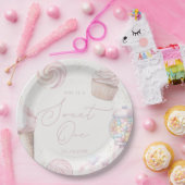 ガールズピンク甘いワンキャンディーアイスクリーム1歳の誕生日 ペーパープレート (パーティー)