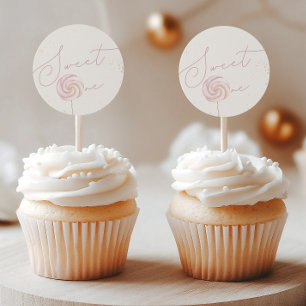 ガールズピンク甘いワンキャンディーアイスクリーム1歳の誕生日 ラウンドシール