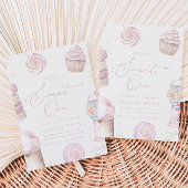 ガールズピンク甘いワンキャンディーアイスクリーム1歳の誕生日 招待状