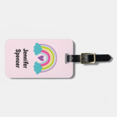 ガールズピンク赤面レインボー ラゲッジタグ (正面横)