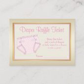 ガールズピンク金ゴールドおむつラッフルチケット エンクロージャーカード (正面)