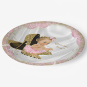 ガールズピンク金ゴールドハイヒールベビーシャワー ペーパープレート (アングル)