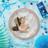 ガールズピンク金ゴールドハイヒールベビーシャワー ペーパープレート (パーティー)