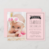 ガールズピンク《キリスト教》洗礼式や命名式招待状バプテスマ インビテーションポストカード (正面/裏面)