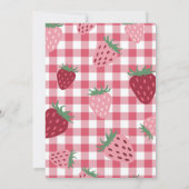 ガールズピンク&レッドストロベリーベリーファースト誕生日 招待状 (裏面)
