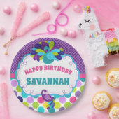 ガールズピーコックハッピーバースデーパーソナライズされたパーティー ペーパープレート (パーティー)