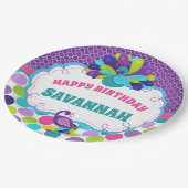 ガールズピーコックハッピーバースデーパーソナライズされたパーティー ペーパープレート (アングル)